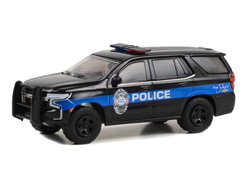 2022 Chevrolet Tahoe Police Pursuit Vehicle - Tim Lally Chevrolet Ohio (Hobby Exclusive) Diecast 1:64 Scale Model - Greenlight 30443