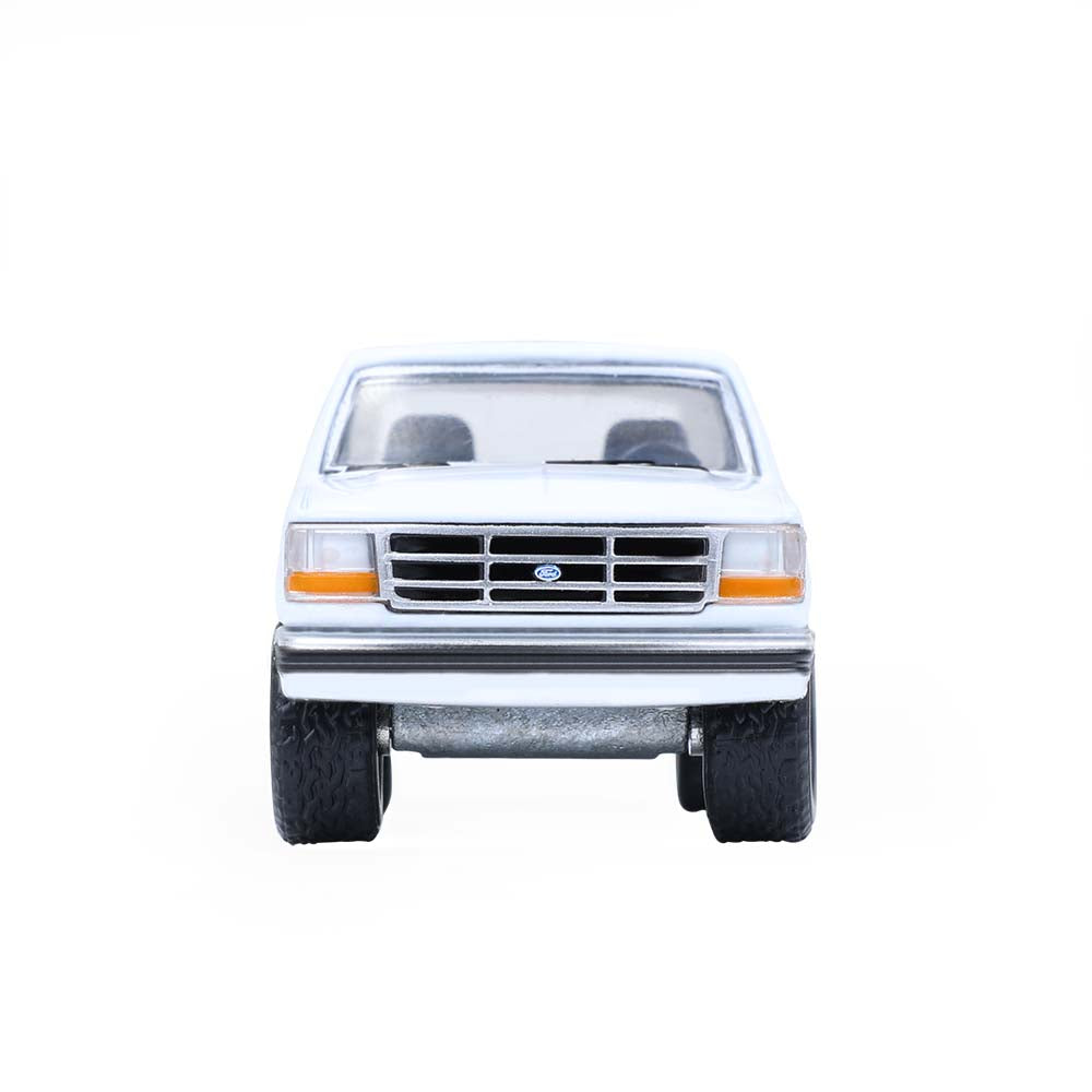 GREEN CHROME CHASE 1993 Ford Bronco XLT Oxford White Diecast 1:64 Scale Model - Greenlight 30452