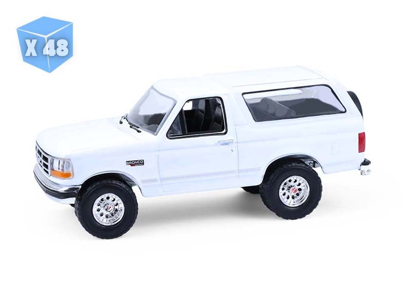 48 PACK 1993 Ford Bronco XLT Oxford White Diecast 1:64 Scale Model - Greenlight 30452