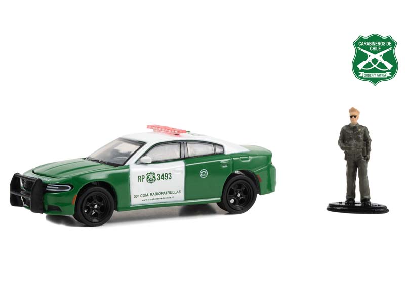 2018 Dodge Charger Pursuit - Carabineros de Chile w/ Police Figure (Hobby Exclusive) Diecast 1:64 Scale Model - Greenlight 30459