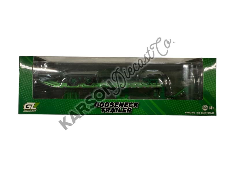 GREEN CHROME CHASE Gooseneck Trailer - Red w/ Red and White Conspicuity Stripes Diecast 1:64 Scale Model - Greenlight 30467