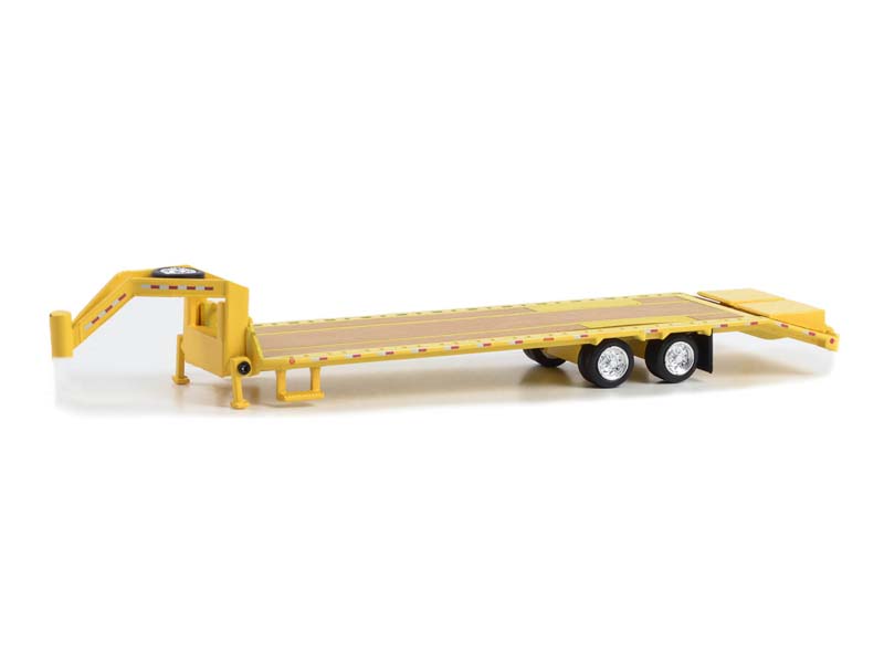 Gooseneck Trailer - Yellow w/ Red and White Conspicuity Stripes (Hobby Exclusive) Diecast 1:64 Model - Greenlight 30485