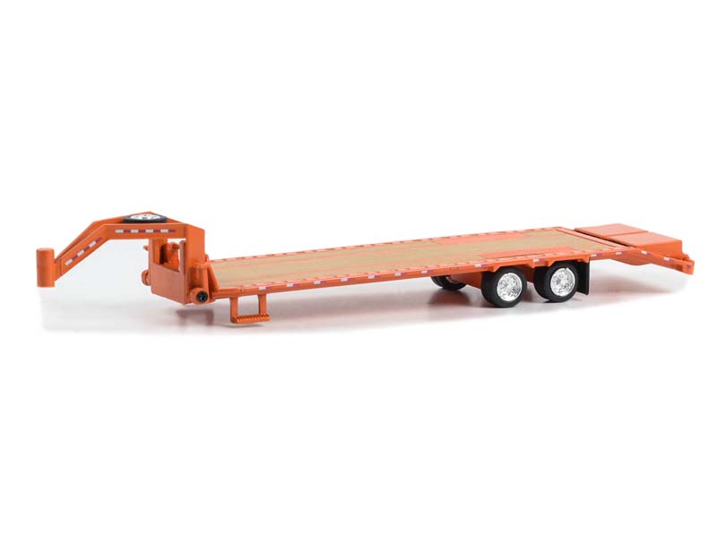 Gooseneck Trailer - Orange w/ Red and White Conspicuity Stripes (Hobby Exclusive) Diecast 1:64 Model - Greenlight 30486