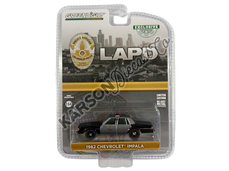 RAW CHASE 1982 Chevrolet Impala - Los Angeles Police Department LAPD Diecast 1:64 Scale Model - Greenlight 30503