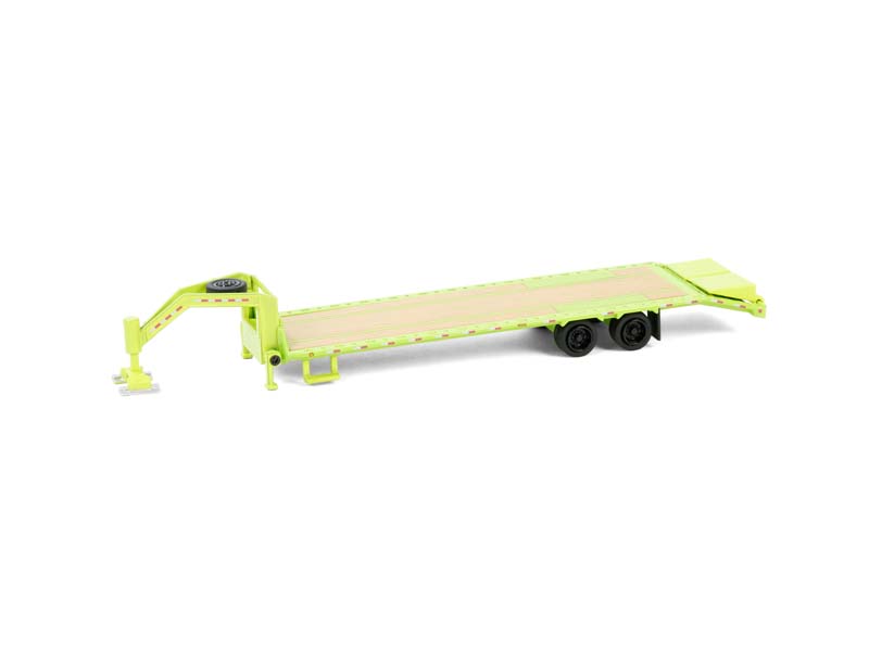 PRE-ORDER Gooseneck Trailer - Lime Green w/ Red and White Conspicuity Stripes (Hobby Exclusive) Diecast 1:64 Scale Model - Greenlight 30521