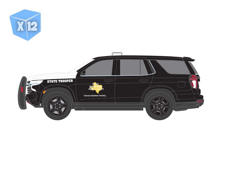 12 PACK 2024 Chevrolet Tahoe Police Pursuit Vehicle - Texas Highway Patrol (Hot Pursui) Diecast 1:64 Scale Model - Greenlight 30540