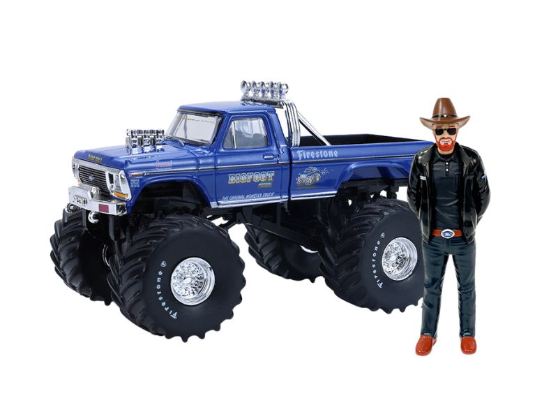 PRE-ORDER 1979 Ford F-250 Monster Truck w/ 1:18 Bob Chandler Standing Figure (Kings of Crunch - Bigfoot #1) Diecast 1:64 Scale Model - Greenlight 30544