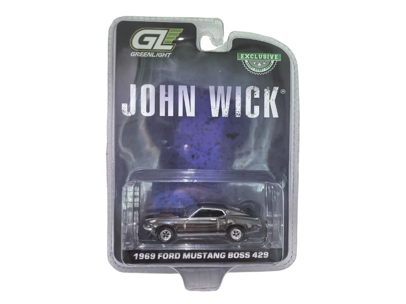 CHROME CHASE 1969 Ford Mustang BOSS 429 Silver Chrome Edition - John Wick 2014 Diecast 1:64 Scale Model - Greenlight 30557