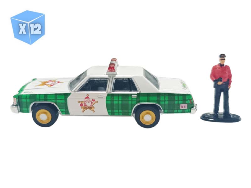 PRE-ORDER - 12 PACK 1981 Ford LTD Crown Victoria w/ Police Officer Figure (Christmas 2025 Limited Edition) Diecast 1:64 Scale Model - Greenlight 30564F