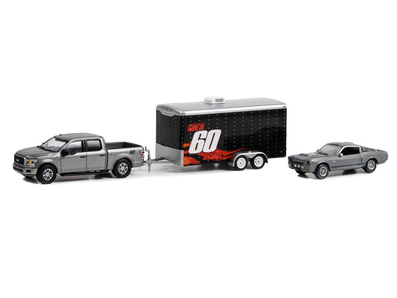 2020 Ford F-150 XL STX Package w/ 1967 Ford Mustang Eleanor in Car Hauler (Hollywood Hitch & Tow) Series 12 Diecast 1:64 Model - Greenlight 31160A