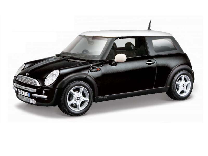 Mini Cooper - Matte Black w/ white top (Special Edition) Diecast 1:24 Scale Model - Maisto 31219BK