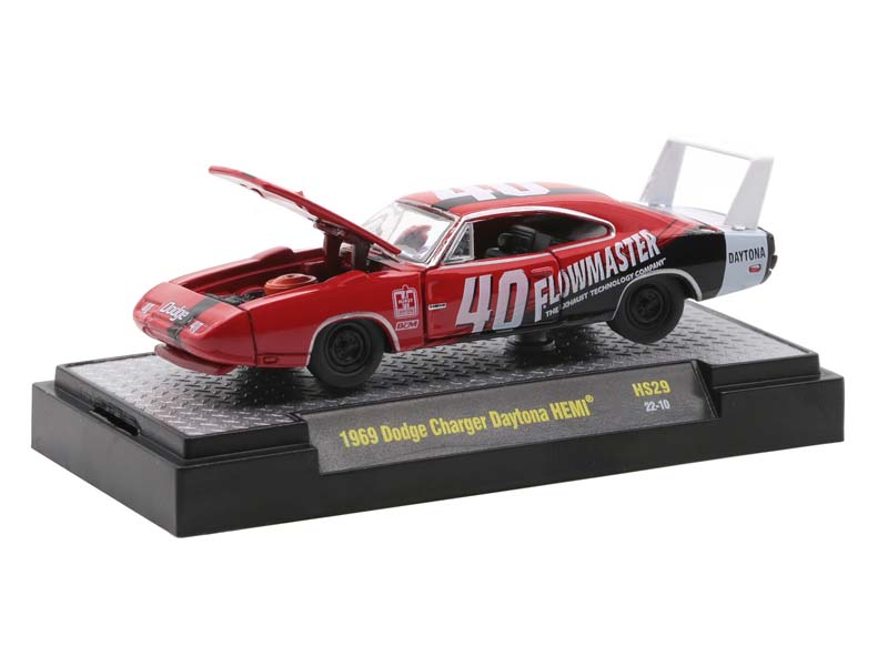 CHASE 1969 Dodge Charger Daytona HEMI - Flowmaster (Hobby Exclusive Auto- Thentics) Diecast 1:64 Scale Model - M2 Machines 31500-HS29