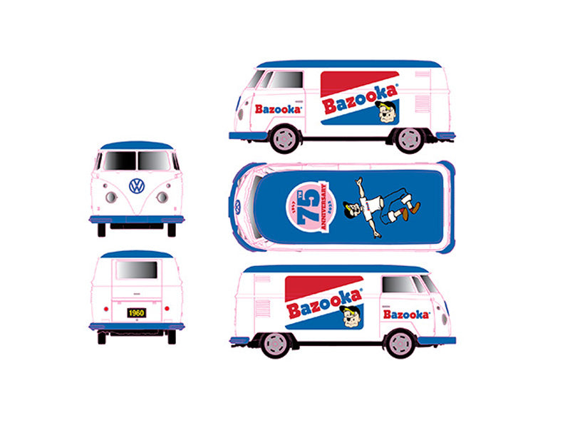 CHASE 1960 Volkswagen Delivery Van Bazooka Bubble Gum 75th Anniversary (Hobby Exclusives) Diecast 1:64 Scale Model - M2 Machines 31500-HS34