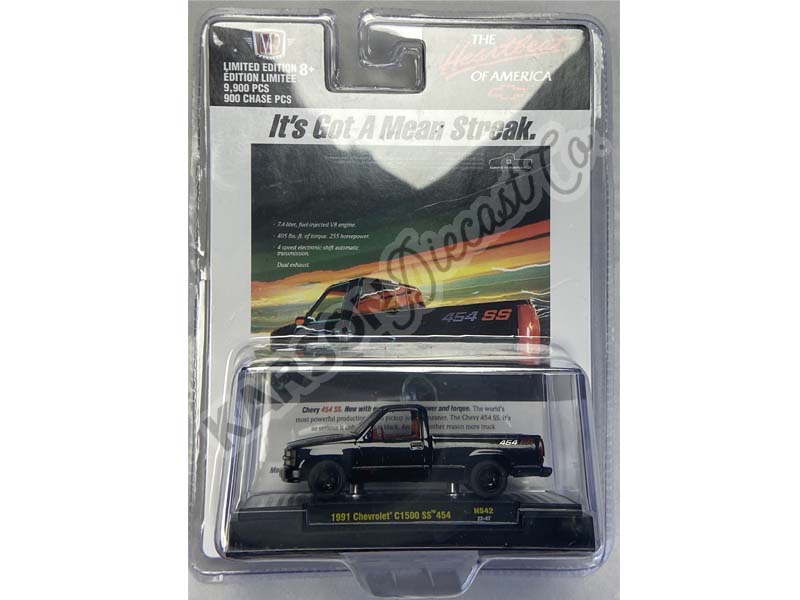 CHASE 1991 Chevrolet C1500 SS 454 STOCK - Black (Hobby Exclusive) Diecast 1:64 Scale Model - M2 Machines 31500-HS42