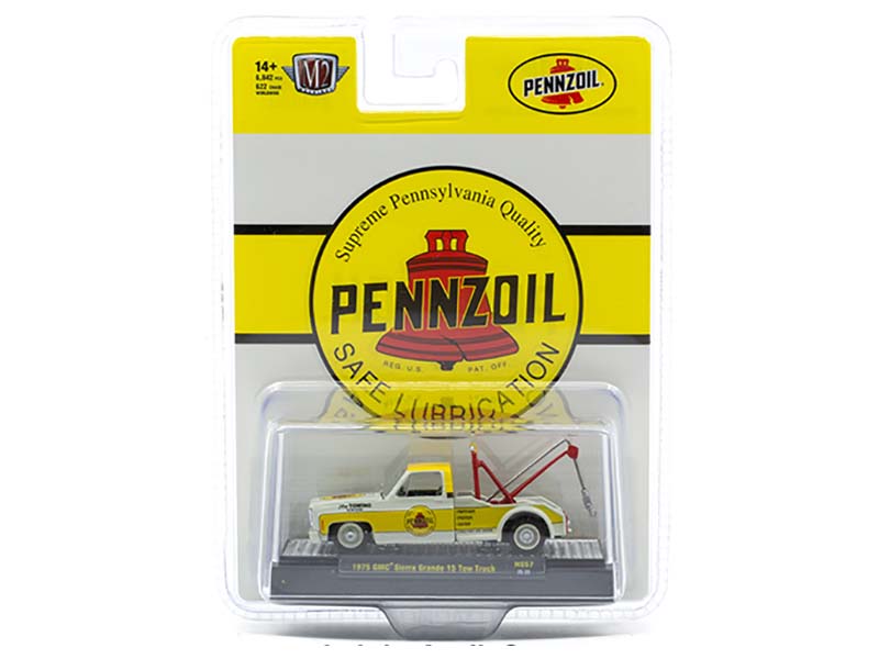 1975 GMC Sierra Grande 15 Tow Truck Penzoil – Yellow Diecast 1:64 Scale Model - M2 Machines 31500-HS57