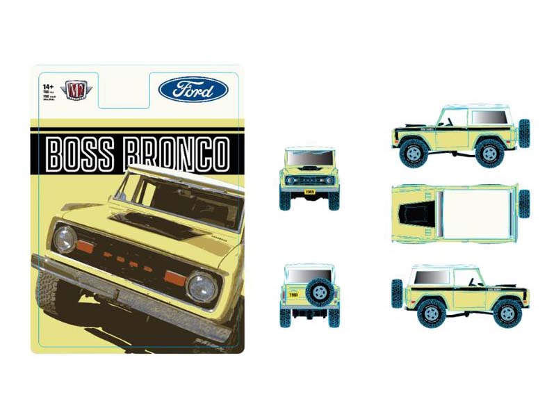 PRE-ORDER 1969 Ford Bronco BOSS – Beige w/ White Top Two-Tone Diecast 1:64 Scale Model - M2 Machines 31500-HS58