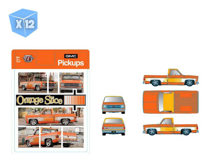 PRE-ORDER - 12 PACK 1976 GMC Sierra Grande - Orange Slice Diecast 1:64 Scale Model - M2 Machines 31500-HS61