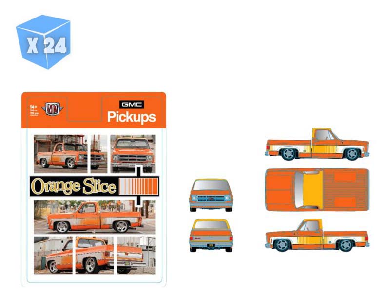 PRE-ORDER - 24 PACK 1976 GMC Sierra Grande - Orange Slice Diecast 1:64 Scale Model - M2 Machines 31500-HS61