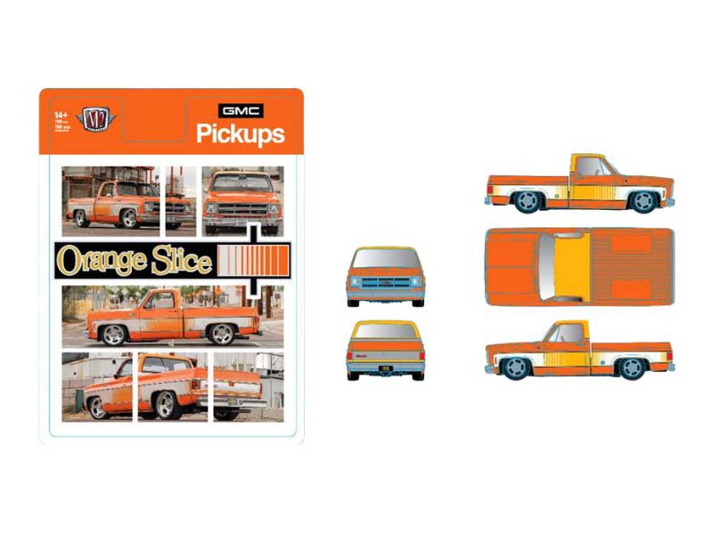 PRE-ORDER 1976 GMC Sierra Grande - Orange Slice Diecast 1:64 Scale Model - M2 Machines 31500-HS61