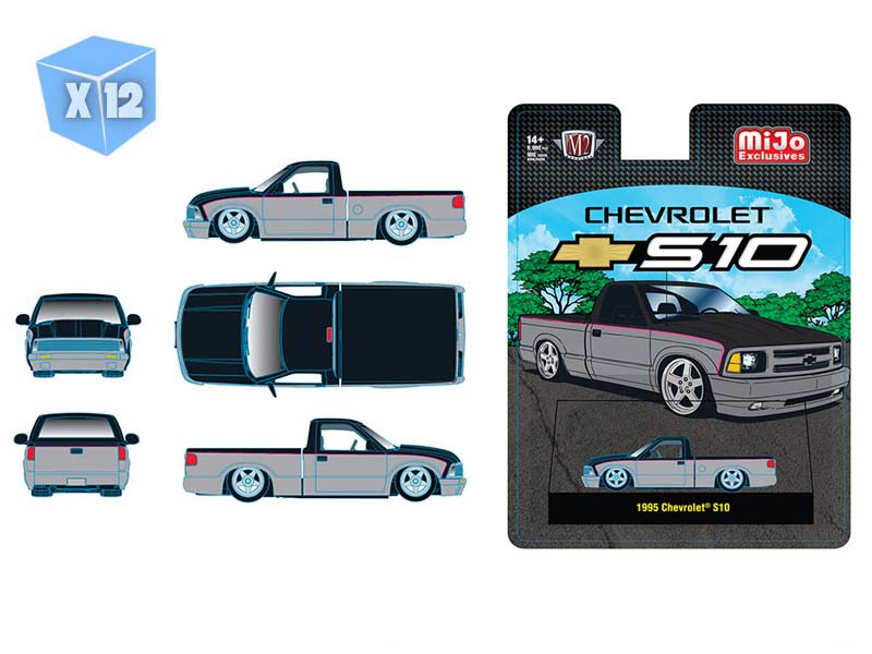 PRE-ORDER - 12 PACK 1995 Chevrolet S10 Custom -Silver w/ Black Two Ton ...