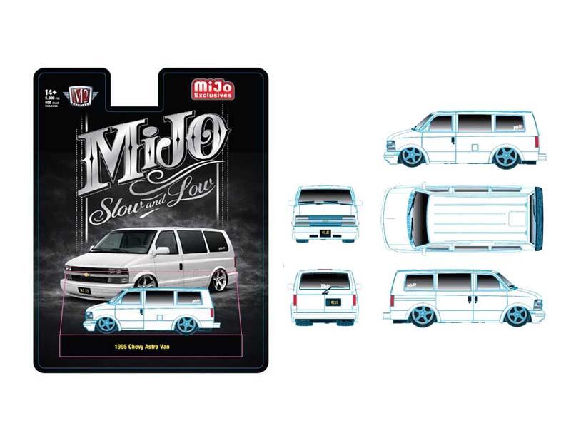 24 PACK 1995 Chevrolet Astro Van Custom Slow & Low – White Diecast