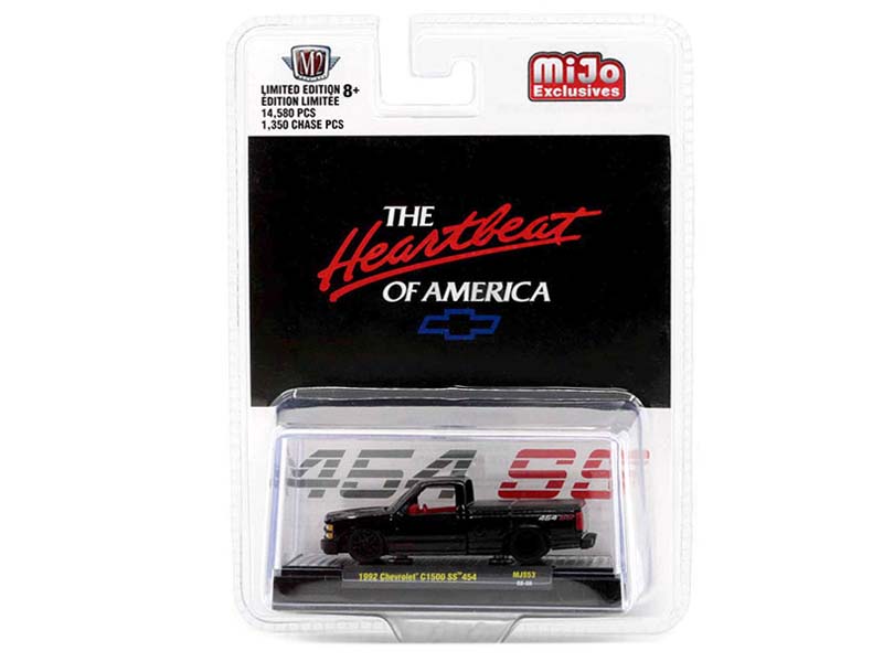 CHASE 1992 Chevrolet C1500 SS 454 - Black (Mijo Exclusives) Diecast 1:64 Scale Model - M2 Machines 31500-MJS53