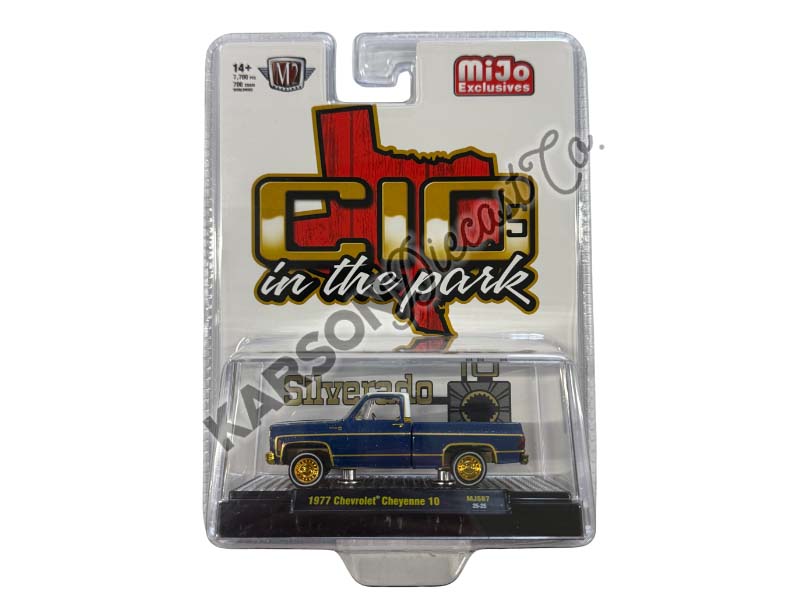 CHASE 1977 Chevrolet Cheyenne 10 Blue (C10s In The Park) Diecast 1:64 Scale Model - M2 Machines 31500-MJS87