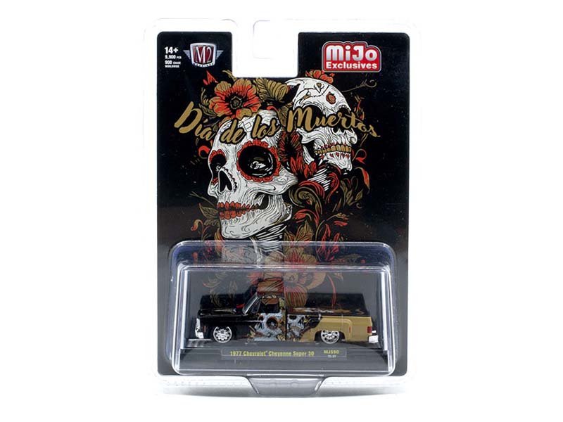 1977 Chevrolet Cheyenne Super 30 (Dia De Los Muertos) 2025 – Black Gold Diecast 1:64 Scale Model - M2 Machines 31500-MJS90