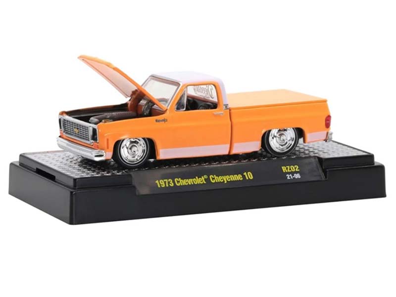 CHASE 1973 Chevrolet Cheyenne 10 - E Orange (Riverside Show Exclusives) Diecast 1:64 Scale Model - M2 Machines 31500-RZ02-E