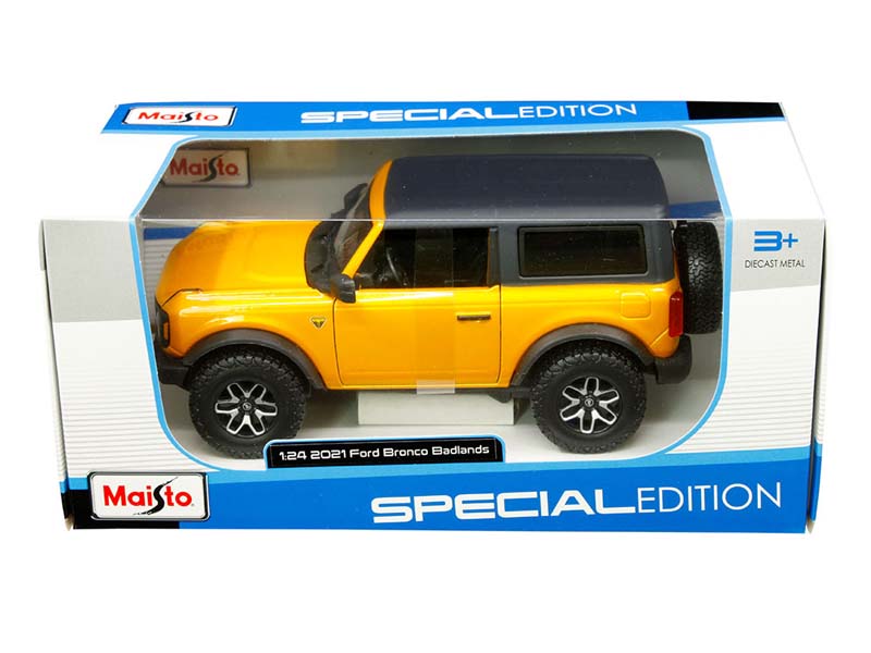2021 Ford Bronco Badlands Orange w/ Black Top (Special Edition) Diecast 1:24 Scale Model SUV - Maisto 31530OR