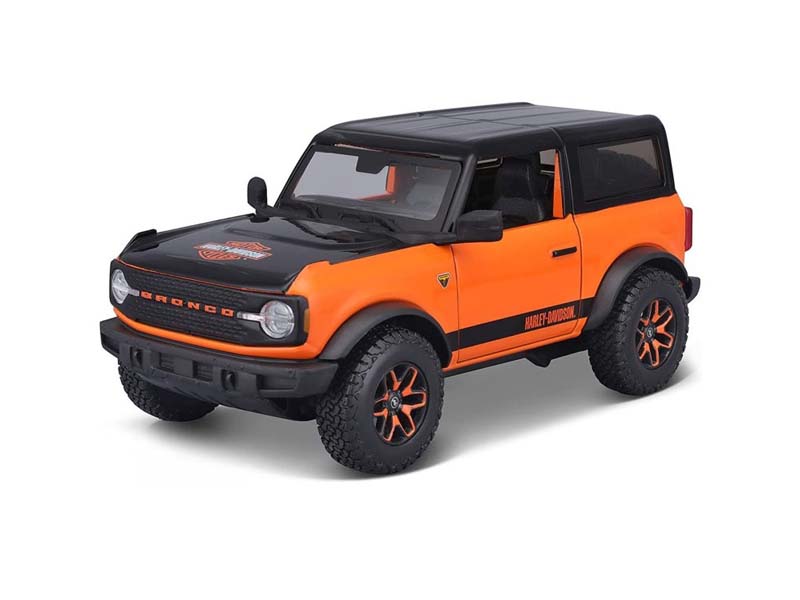 2021 Ford Bronco Badlands Black/Orange Two-Tone (Harley-Davidson Custom) Diecast 1:24 Scale Model - Maisto 32272OR