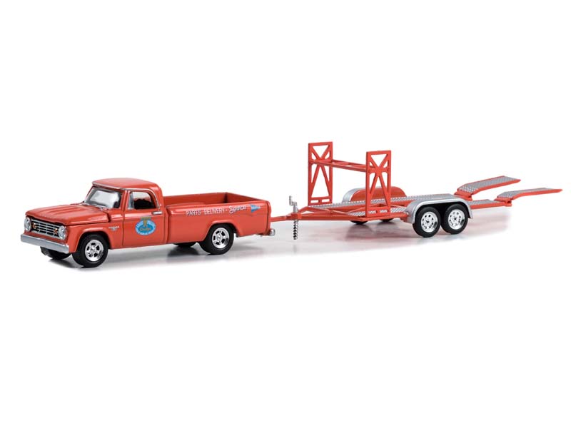 PRE-ORDER 1967 Dodge D-100 - Grand Spaulding Dodge w/ Tandem Car Trailer (Hitch & Tow) Series 29 Diecast 1:64 Scale Model - Greenlight 32290A