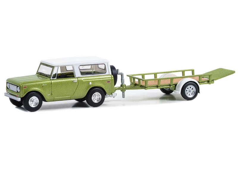 1970 Harvester Scout w/ Utility Trailer – Lime Green Metallic (Hitch & Tow Series 30) Diecast 1:64 Scale Model - Greenlight 32300B