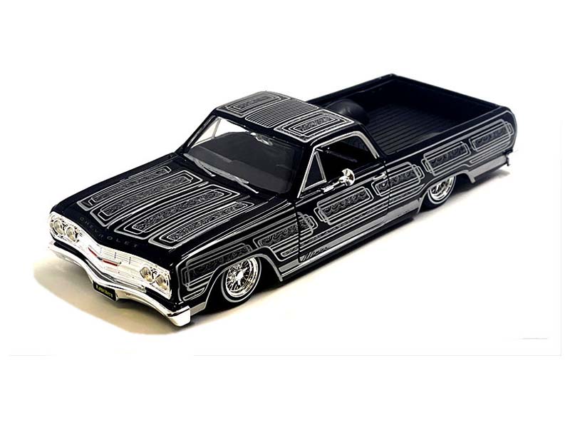 1965 Chevrolet El Camino Lowrider – Black (Mijo Exclusives) Diecast 1:24 Scale Model - Maisto 32543BK