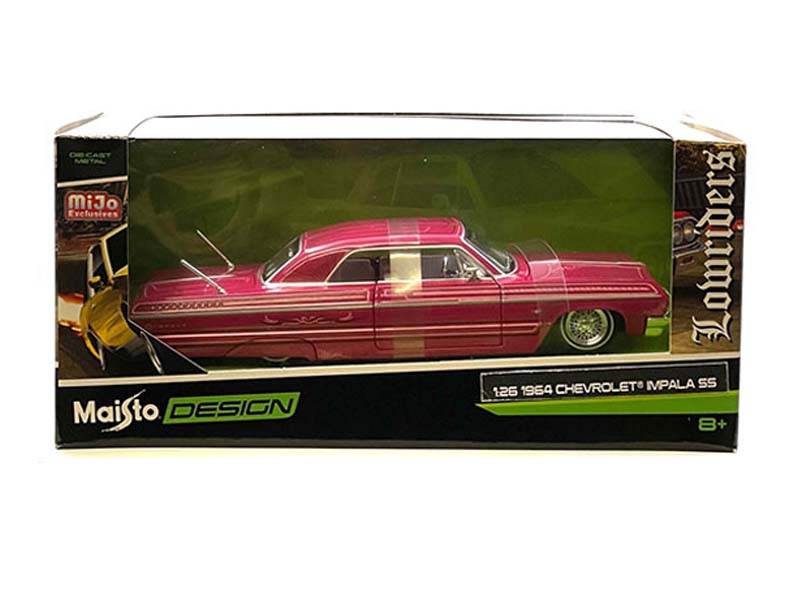 1964 Chevrolet Impala SS Lowrider – Pink (Design Lowriders) Diecast 1:24 Scale Model - Maisto 32547PK