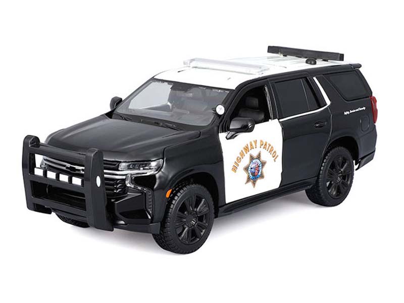 2021 Chevrolet Tahoe Highway Patrol – Black White (Design Authority) Diecast 1:24 Scale Model - Maisto 32548CHP