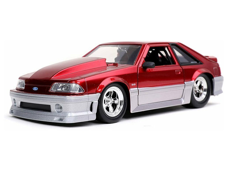 1989 Ford Mustang GT 5.0 Candy - Red and Silver (Big Time Muscle) Diecast 1:24 Scale Model - Jada 32666