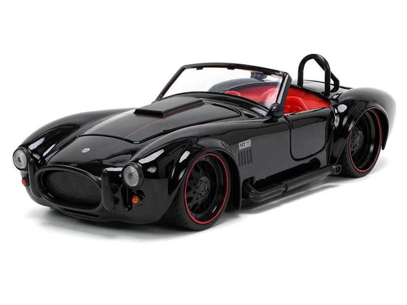 1965 Shelby Cobra 427 S/C - Black w/ Matte Black and Red Stripes and Red Interior (Bigtime Muscle) Diecast 1:24 Scale Model - Jada 32704