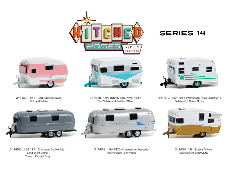 (Hitched Homes) Series 14 SET OF 6 Diecast 1:64 Scale Models - Greenlight 34140
