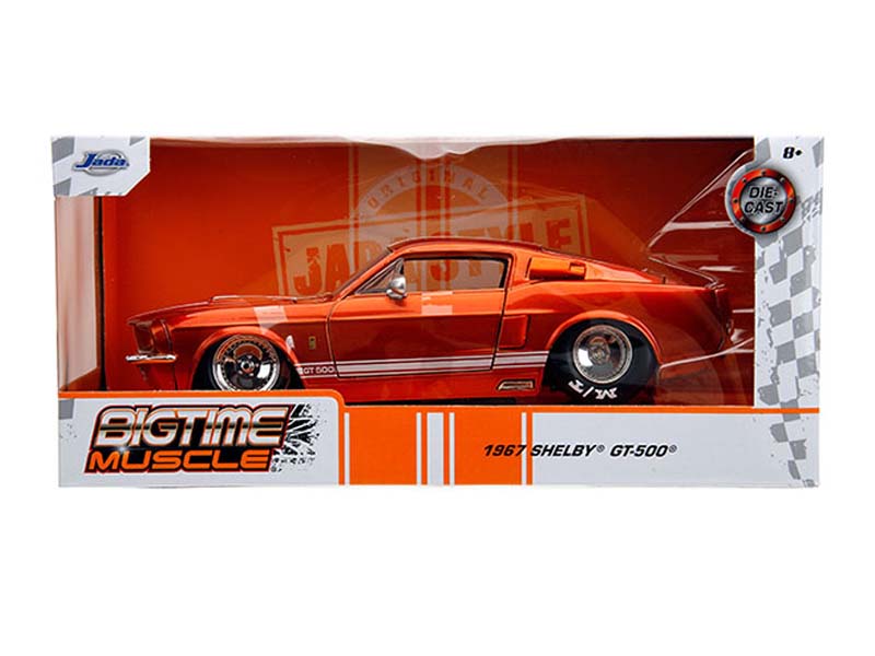 1967 Ford Mustang Shelby GT500 – Red w/ White Stripes (Bigtime Muscle) Diecast 1:24 Scale Model - Jada 34722