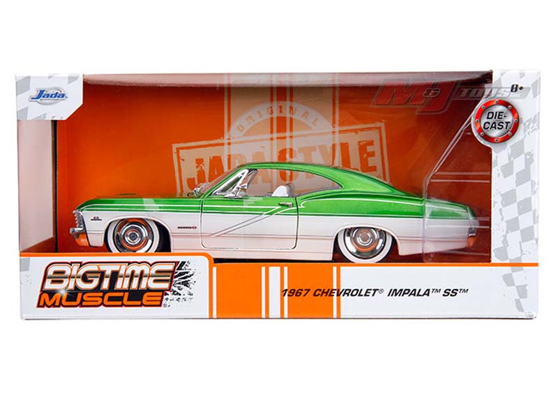 1967 Chevrolet Impala SS – Candy Green and White (Bigtime Muscle) Diecast 1:24 Scale Model - Jada 35025