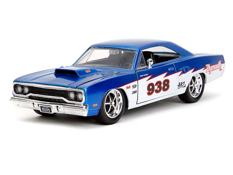 1970 Plymouth Road Runner – Candy Blue and White (Bigtime Muscle) Diecast 1:24 Scale Model - Jada 35030