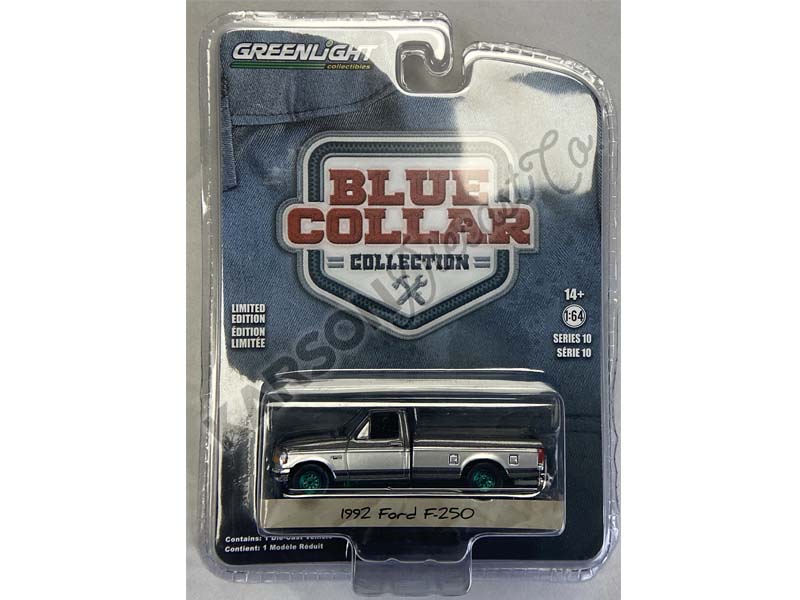 CHASE 1992 Ford F-250 Two-Tone Silver and Gray (Blue Collar) Series 10 Diecast 1:64 Model Truck - Greenlight 35220D
