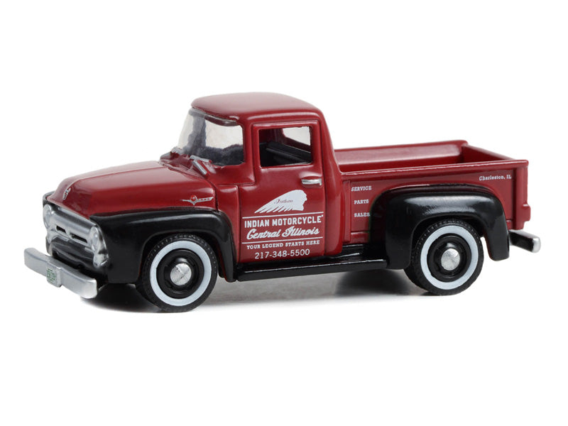 1956 Ford F-100 - Indian Motorcycle Service, Parts & Sales (Blue Collar Collection) Series 12 Diecast 1:64 Scale Model - Greenlight 35260A
