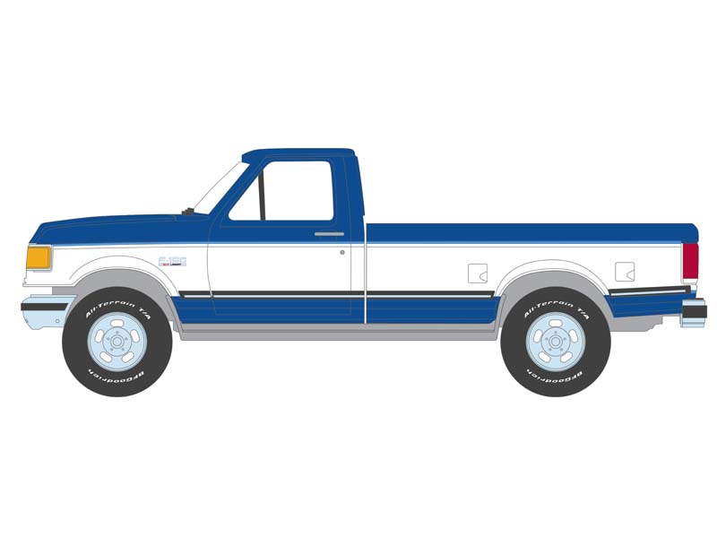 1988 Ford F-150 XLT Lariat - Two-Tone Blue and White (All-Terrain) Series 15 Diecast 1:64 Scale Model - Greenlight 35270D