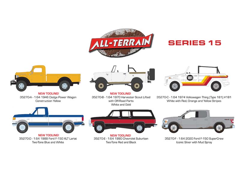 (All-Terrain) Series 15 SET OF 6 Diecast 1:64 Scale Models - Greenlight 35270
