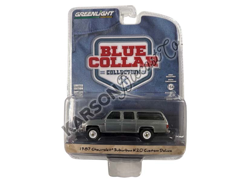 RAW CHASE 1987 Chevrolet Suburban K20 Custom Deluxe – Construction Yellow (Blue Collar Collection Series 13) Diecast 1:64 Model - Greenlight 35280D
