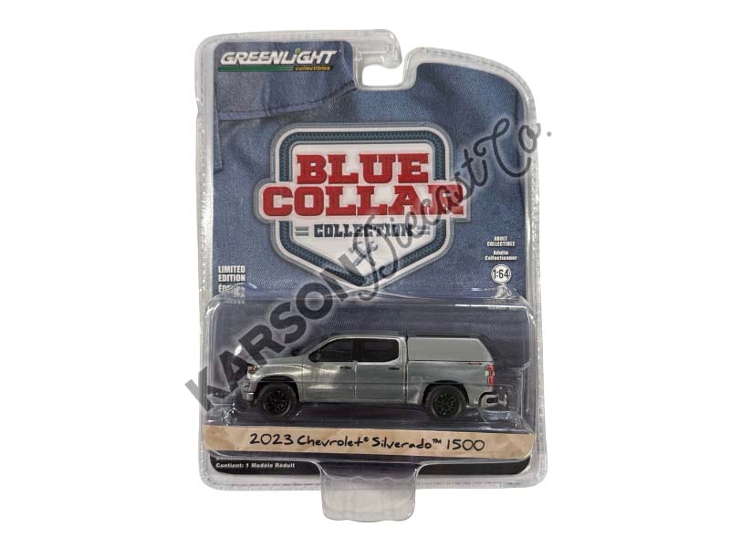 RAW CHASE 2023 Chevrolet Silverado 1500 Custom – Sterling Gray Metallic (Blue Collar Collection Series 13) Diecast 1:64 Model - Greenlight 35280F