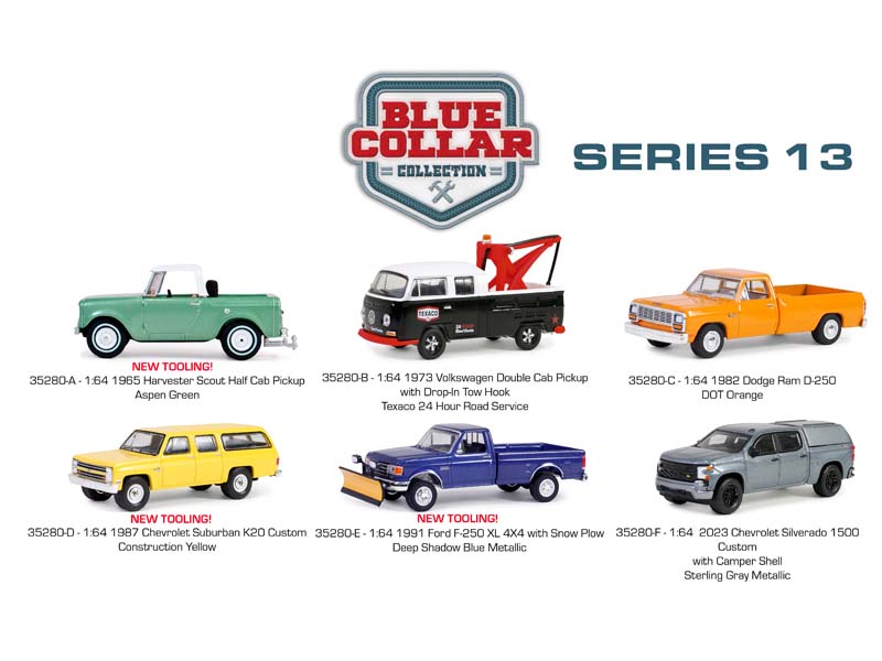 (Blue Collar Collection Series 13) SET OF 6 Diecast 1:64 Models - Greenlight 35280
