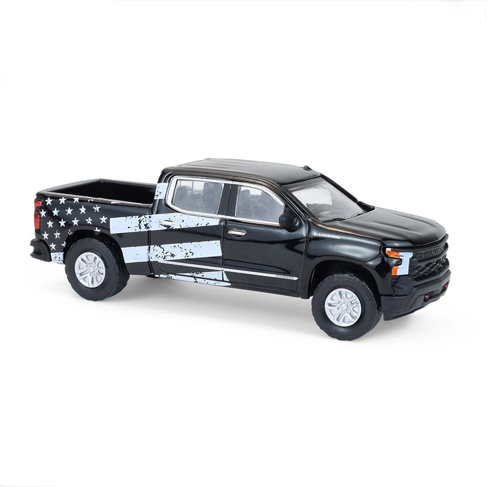 RAW CHASE 2023 Chevrolet Silverado – Stars & Stripes (Blue Collar Collection Series 14) Diecast 1:64 Scale Model - Greenlight 35300F